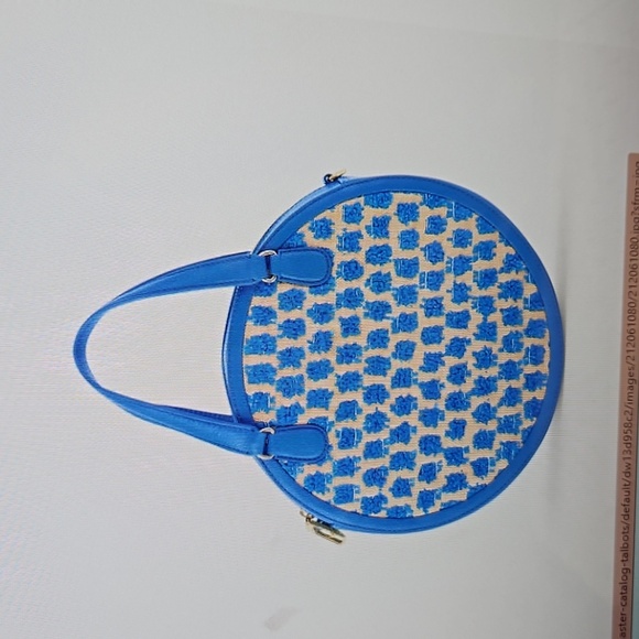 TALBOTS RAFFIA HANDBAG IN BLUE - Picture 2 of 8